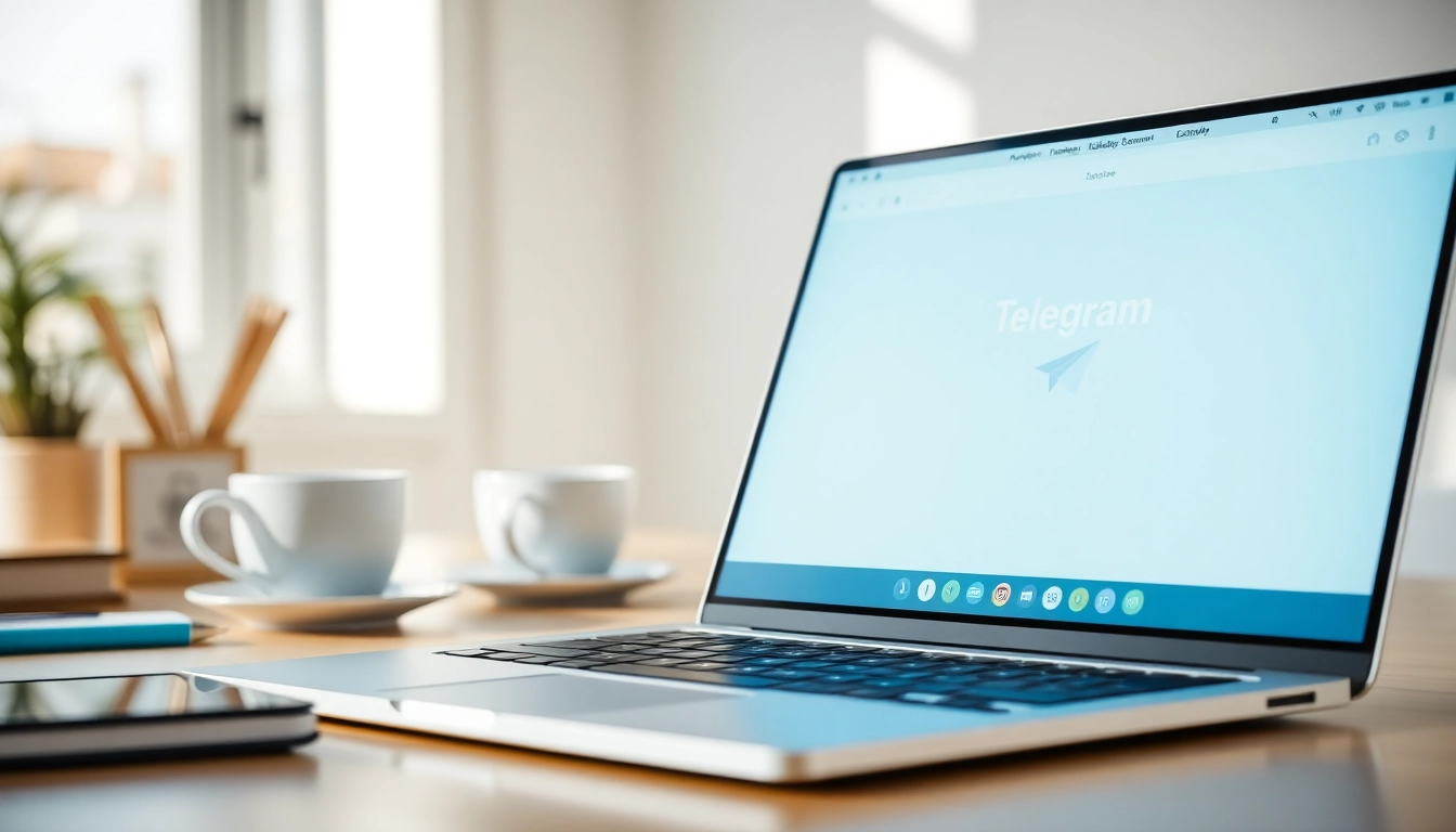 Download telegram电脑下载 on a sleek laptop for seamless communication and connectivity.